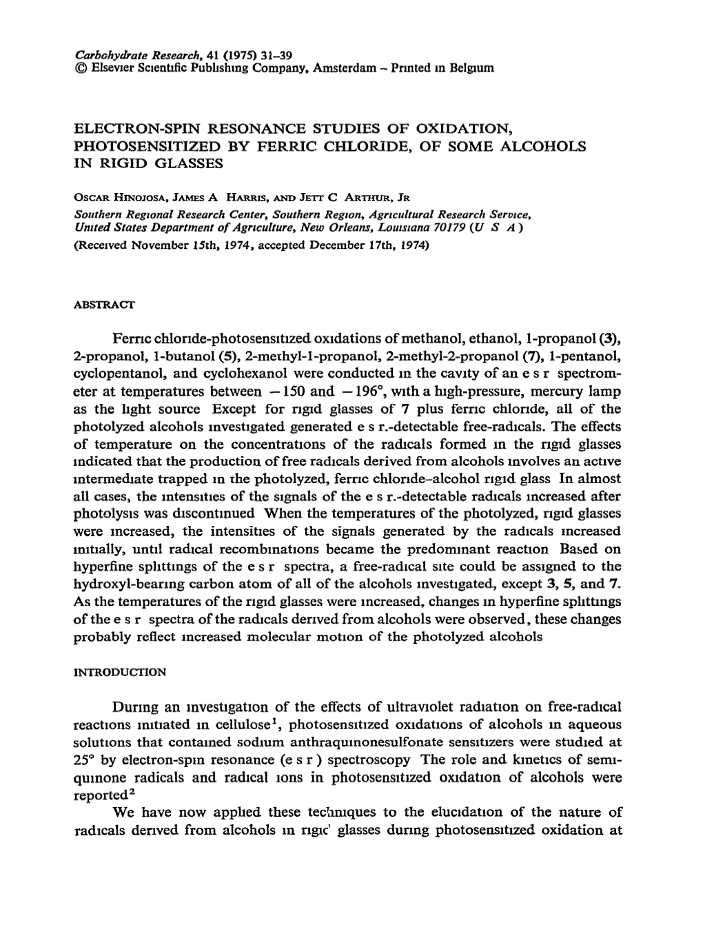 Femc Chlorrde-Photosensrtlzed Oxrdations of Methanol, Ethanol, 1-Propanol(3), 2-Propanol, 1-Butanol(5), 2-Methyl-1-Propanol