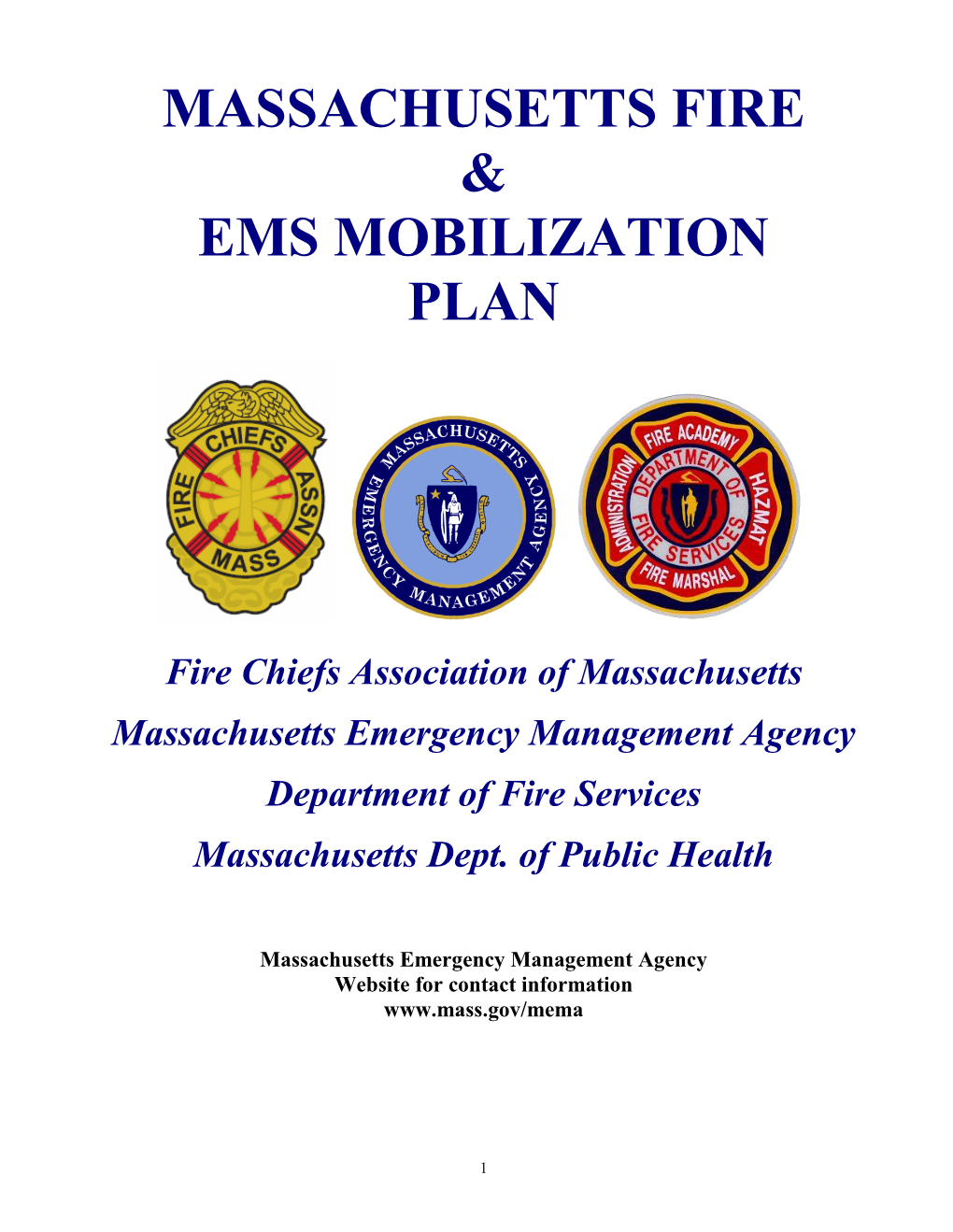Massachusetts Fire & Ems Mobilization Plan