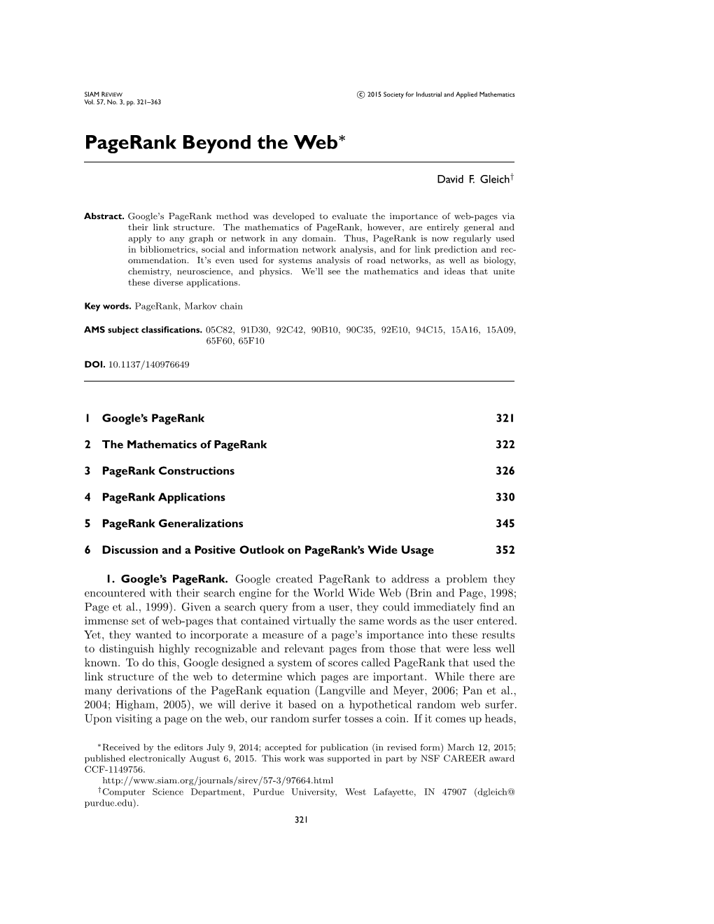 Pagerank Beyond the Web∗