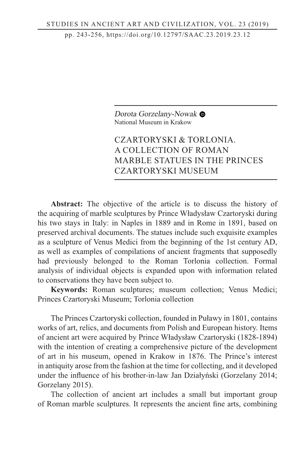 Czartoryski & Torlonia. a Collection of Roman