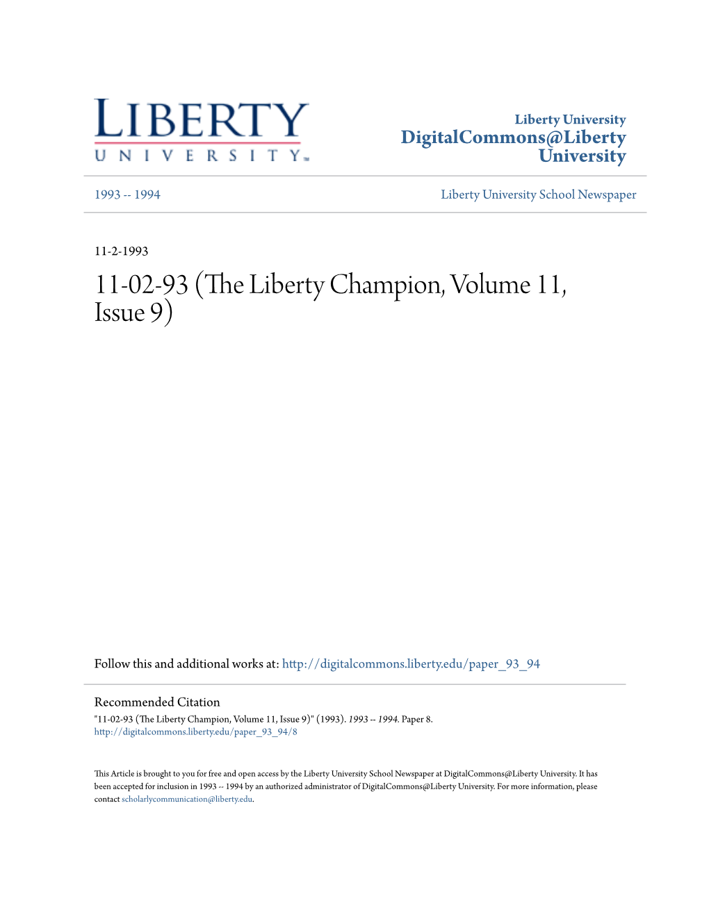11-02-93 (The Liberty Champion, Volume 11, Issue 9)
