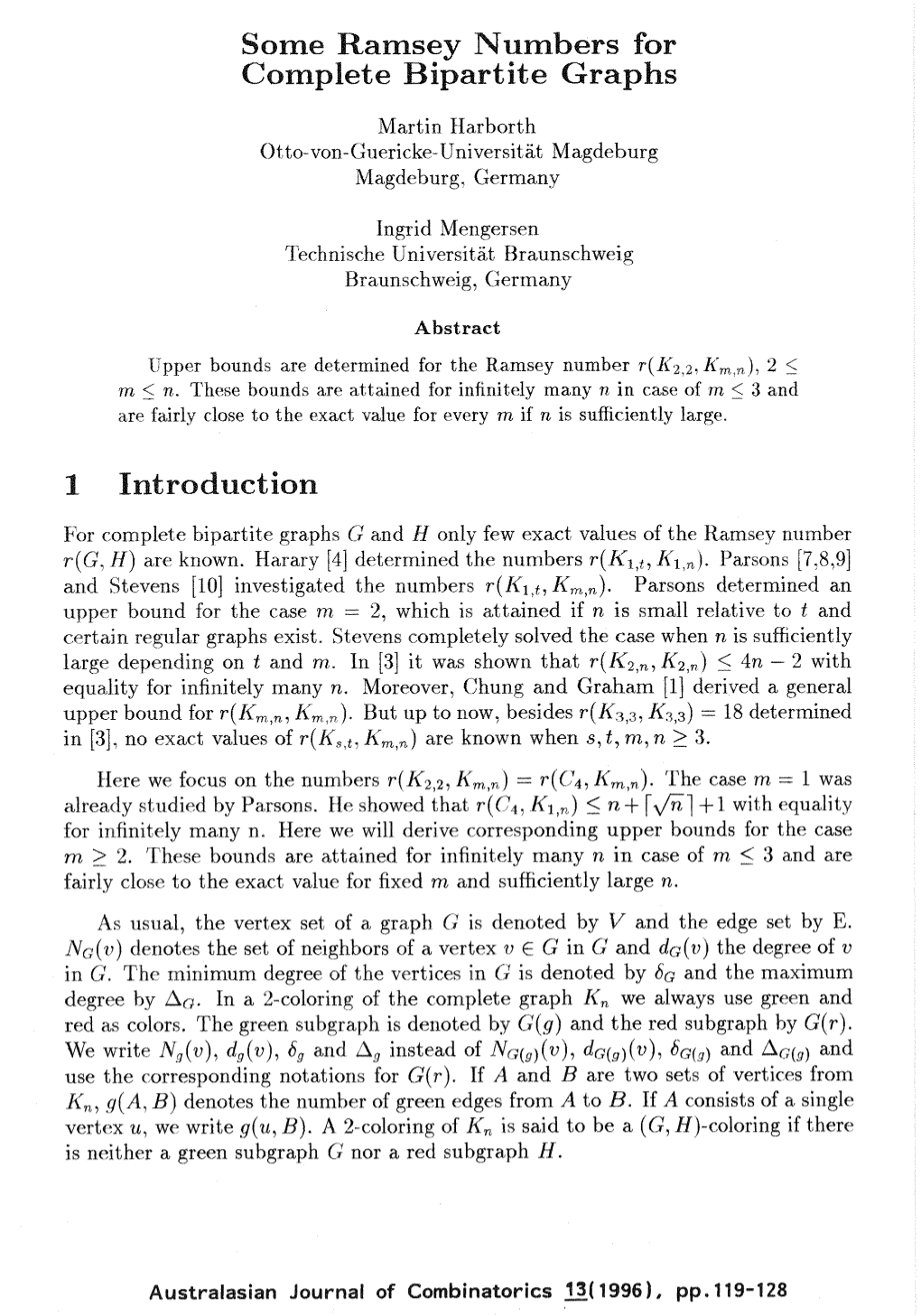 Some Ramsey Numbers for Complete Bipartite Graphs