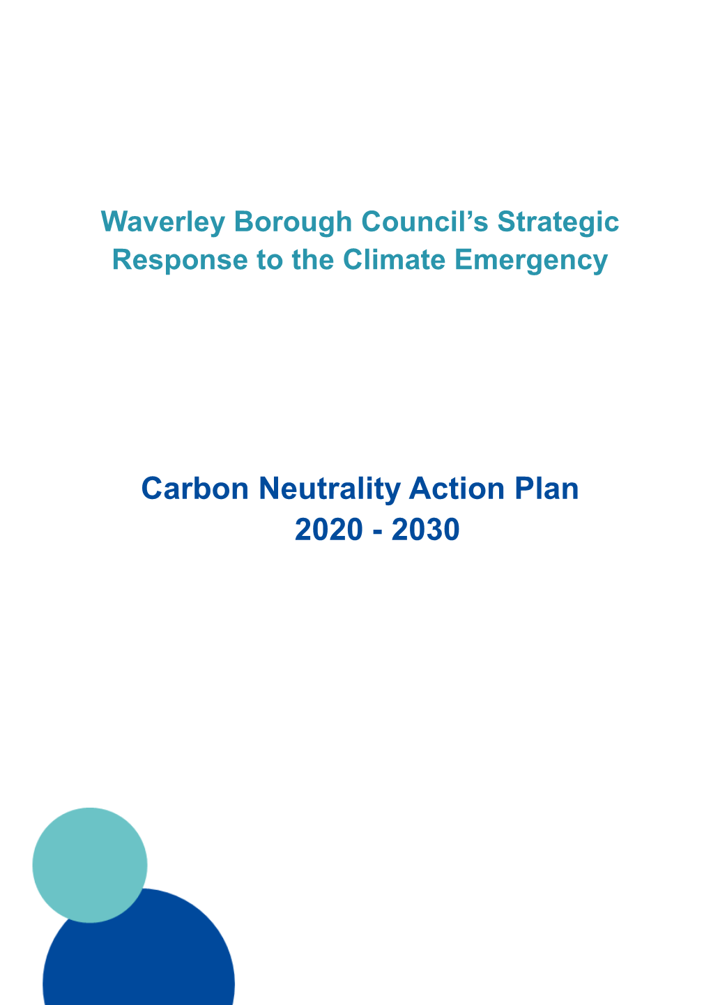 Carbon Neutrality Action Plan 2020 - 2030