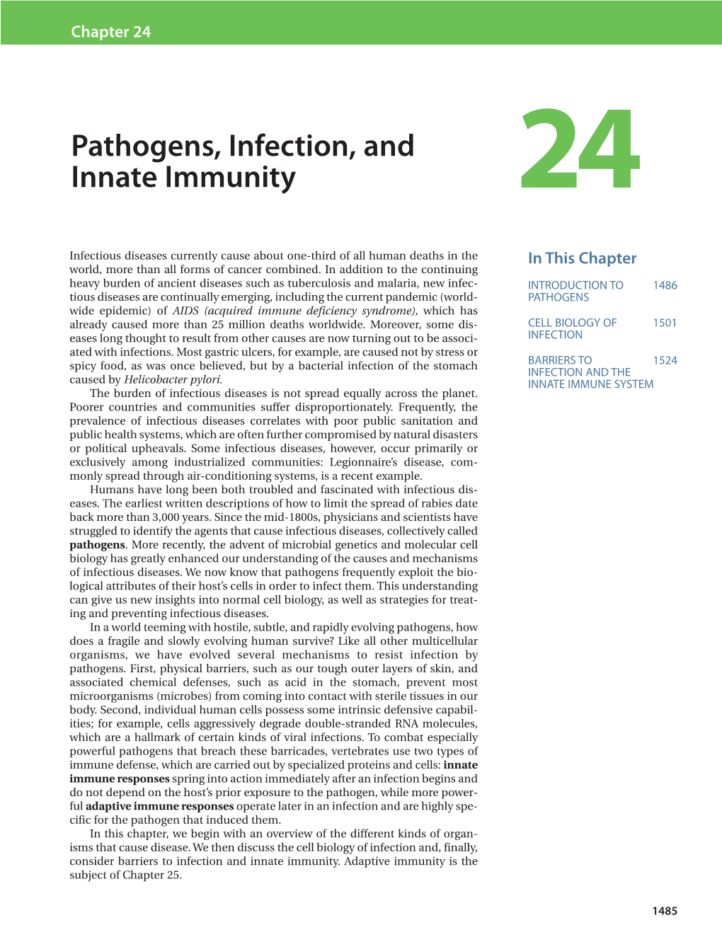 Pathogens, Infection, and Innate Immunity 24