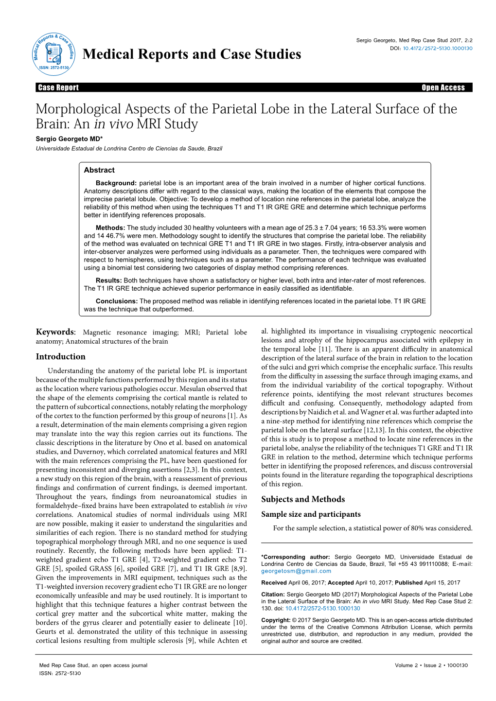 Morphological Aspects of the Parietal Lobe in the Lateral Surface of The