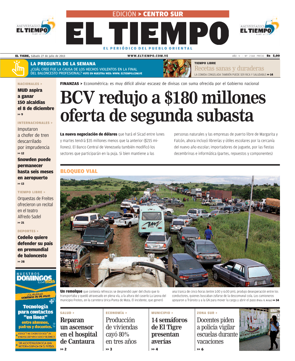 BCV Redujo a $180 Millones Oferta De Segunda Subasta