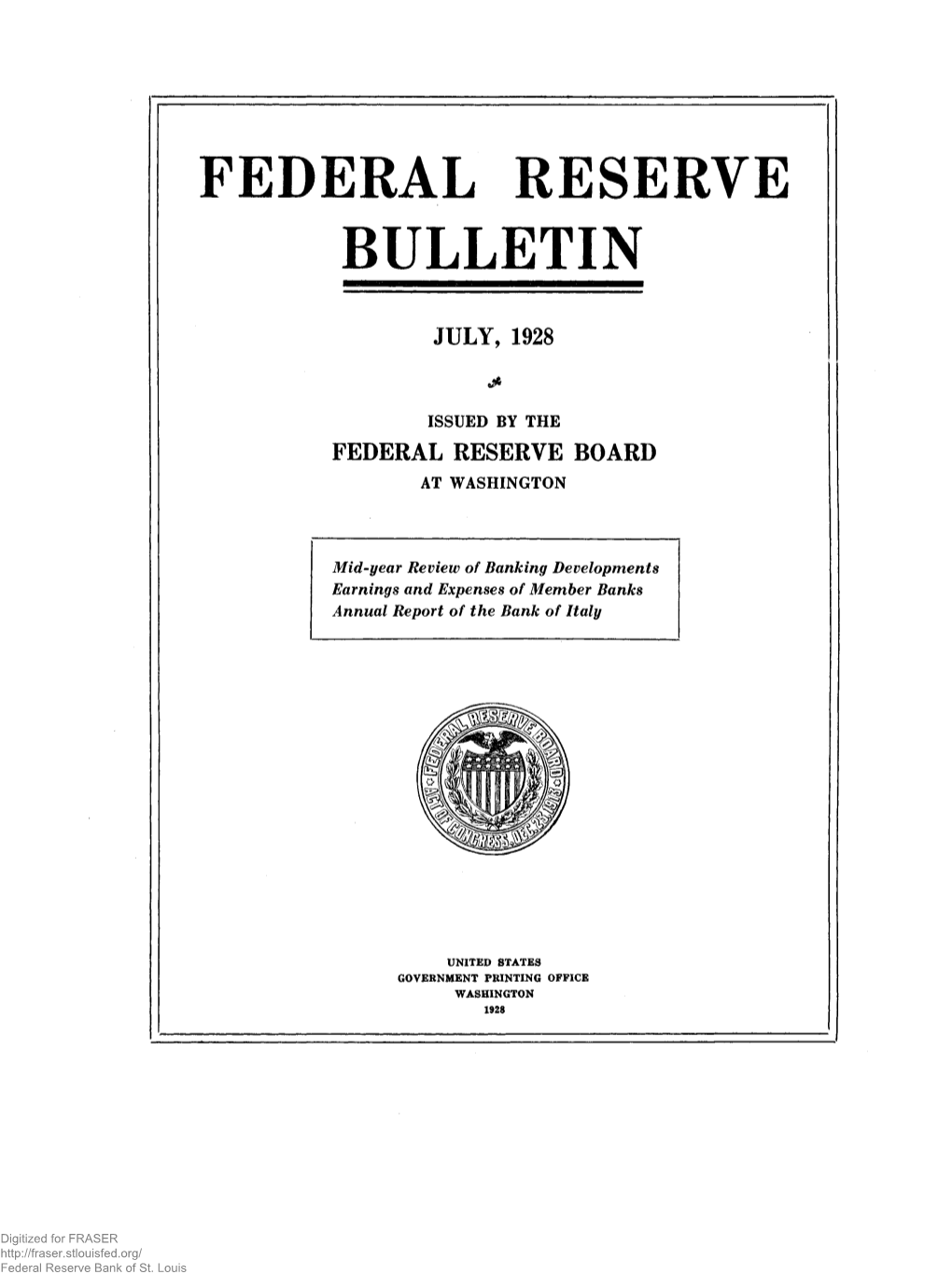 Federal Reserve Bulletin July 1928