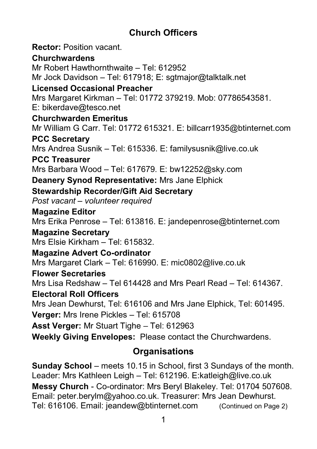 Church Officers Organisations