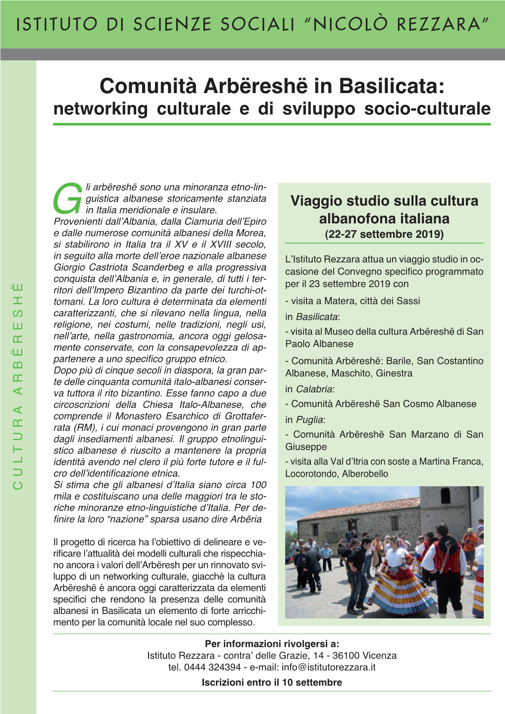 Comunità Arbëreshë in Basilicata: Networking Culturale E Di Sviluppo Socio-Culturale