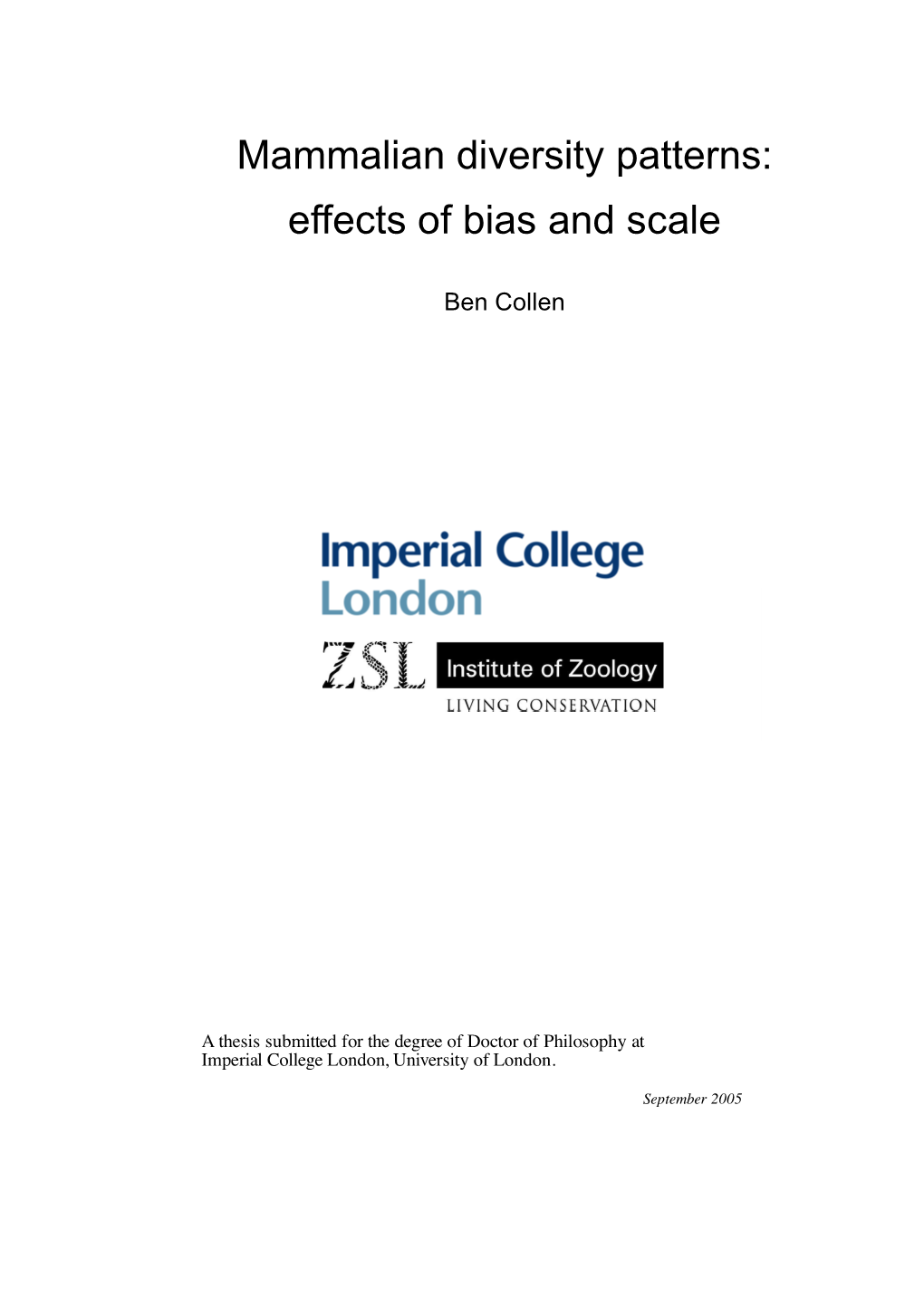 Mammalian Diversity Patterns: Effects of Bias and Scale