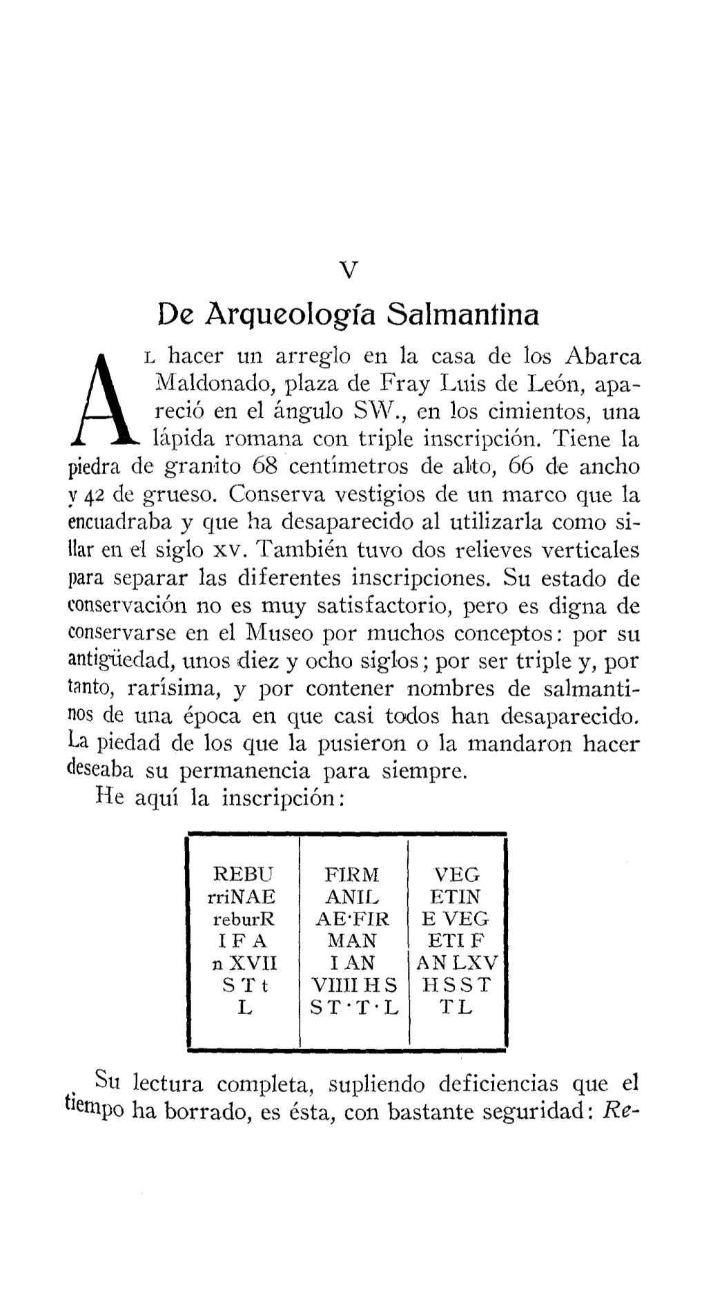 De Arqueología Salmantina / P. César Morán, O.S.A