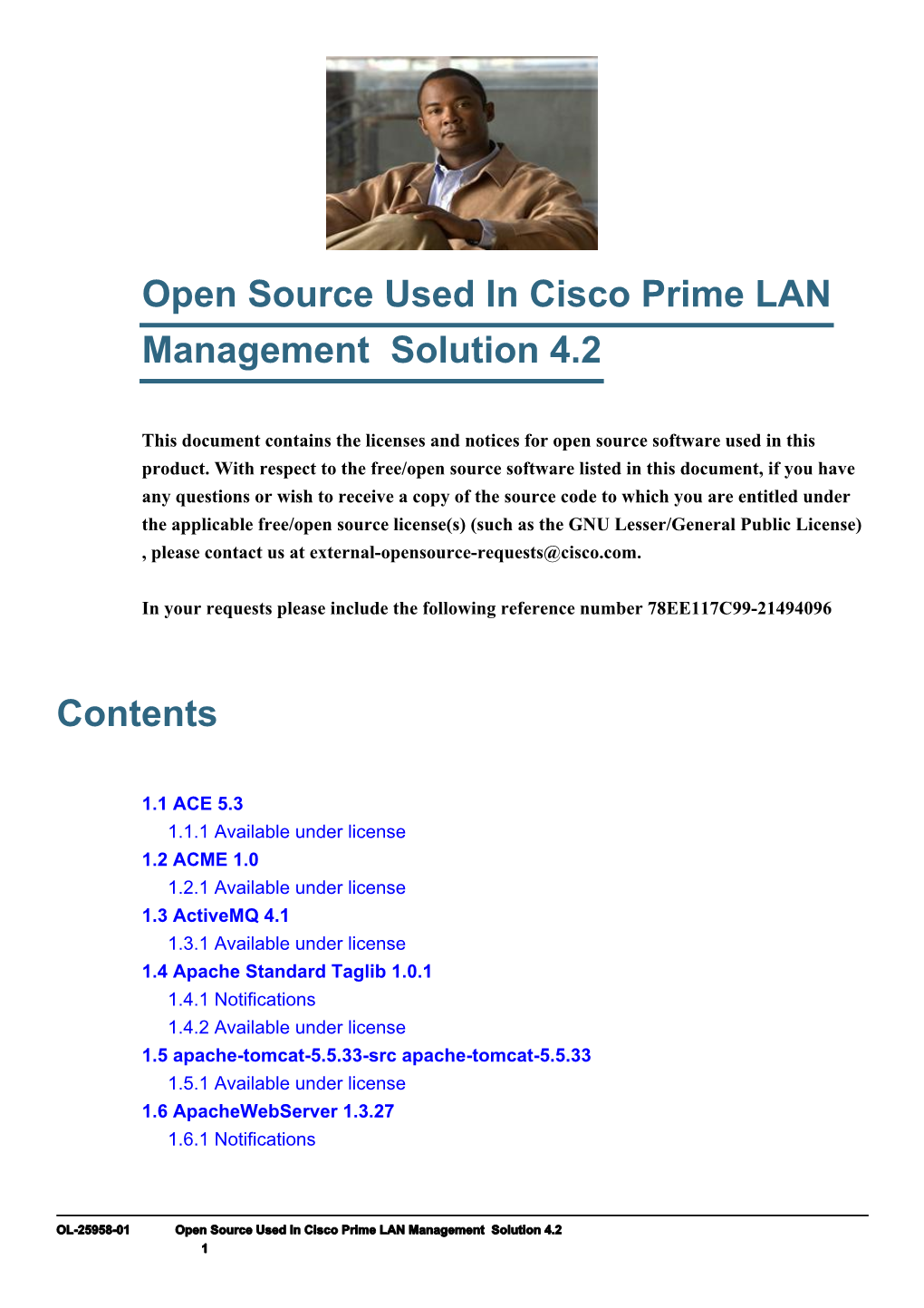 Open Source Used in Cisco Prime LAN Management Solution 4.2