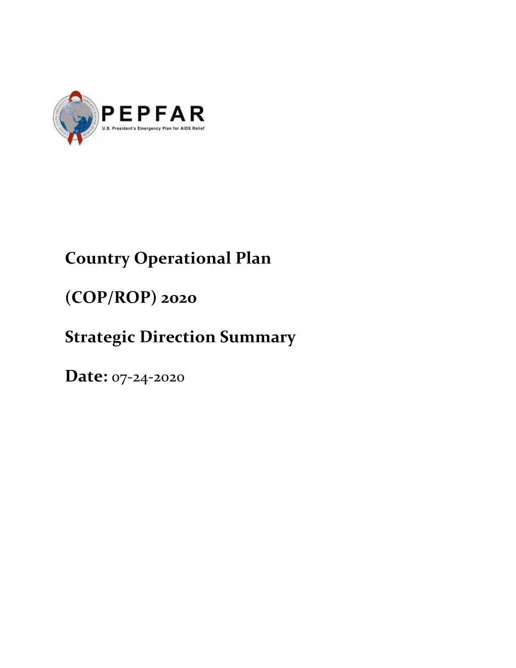 Country Operational Plan (COP/ROP) 2020 Strategic Direction Summary