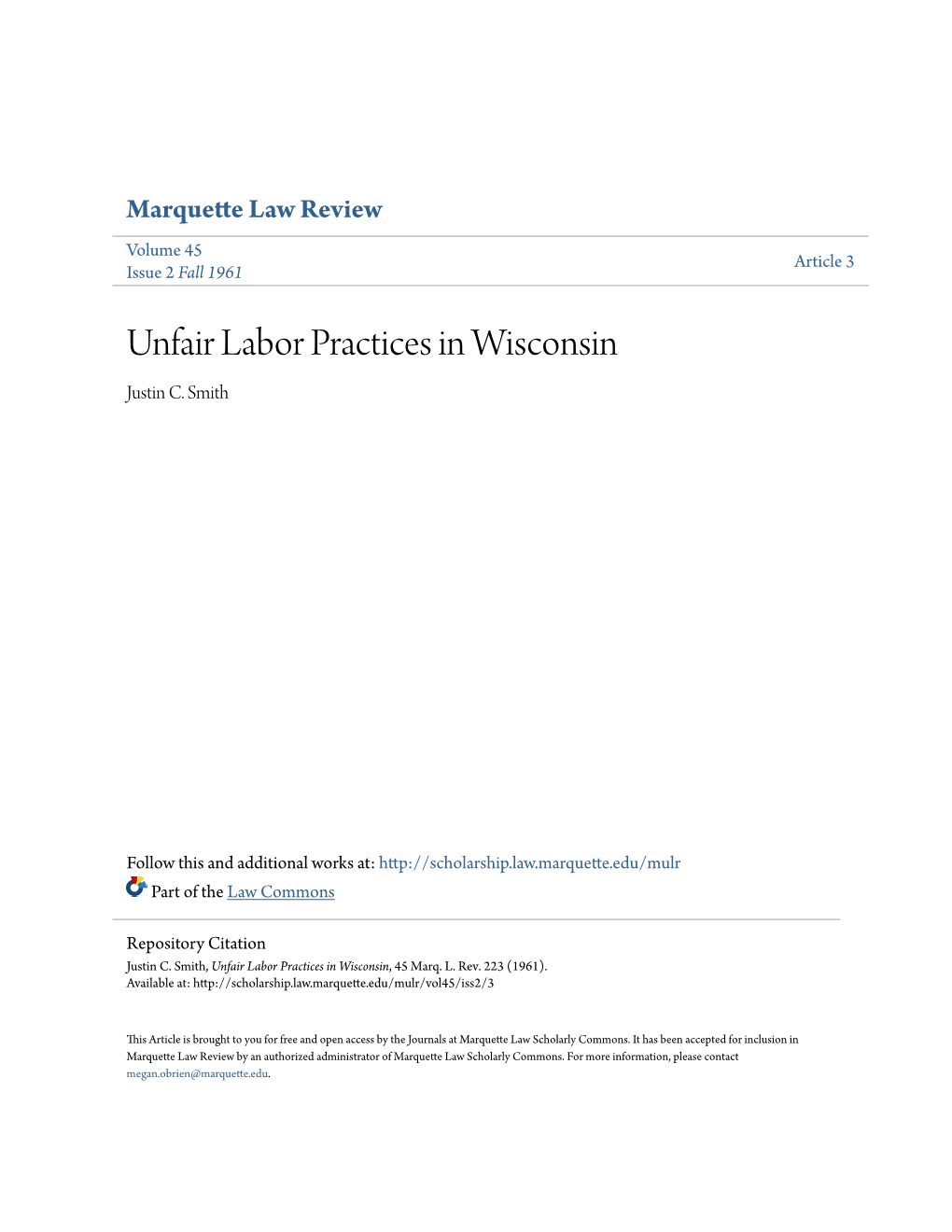 Unfair Labor Practices in Wisconsin Justin C