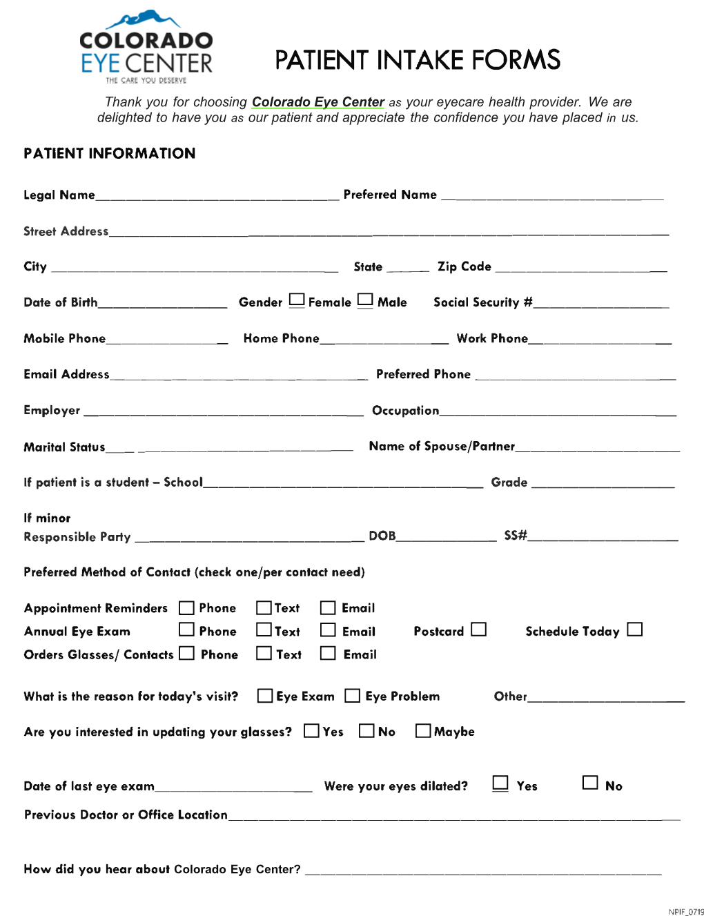 Print Patient Forms