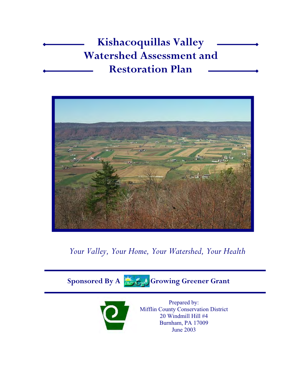 Kishacoquillas Valley Watershed Assessment and Restoration Plan