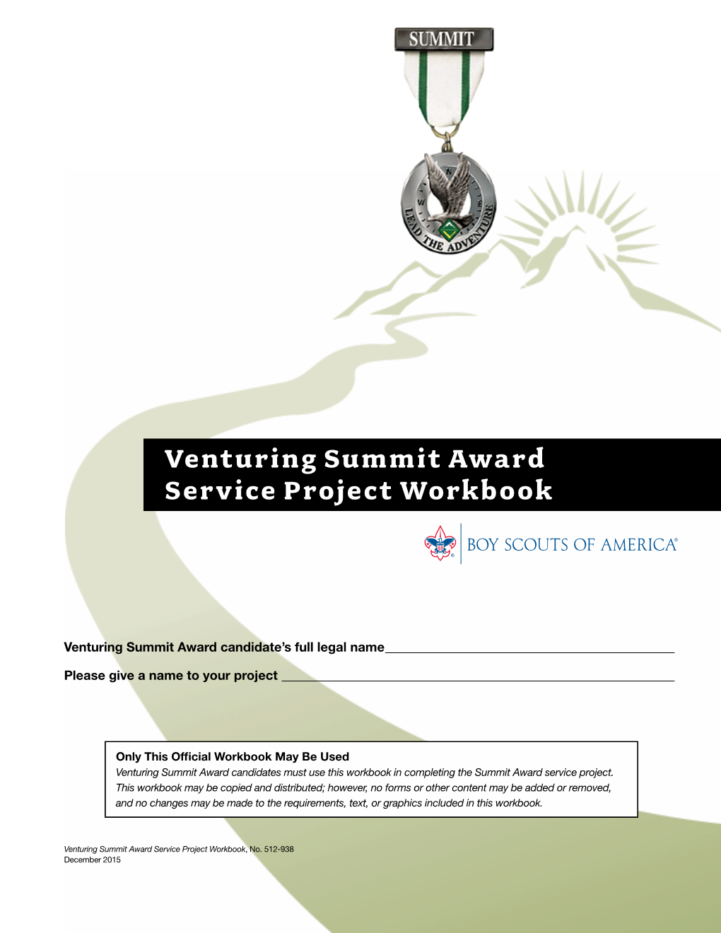 Venturing Summit Award Service Project Workbook