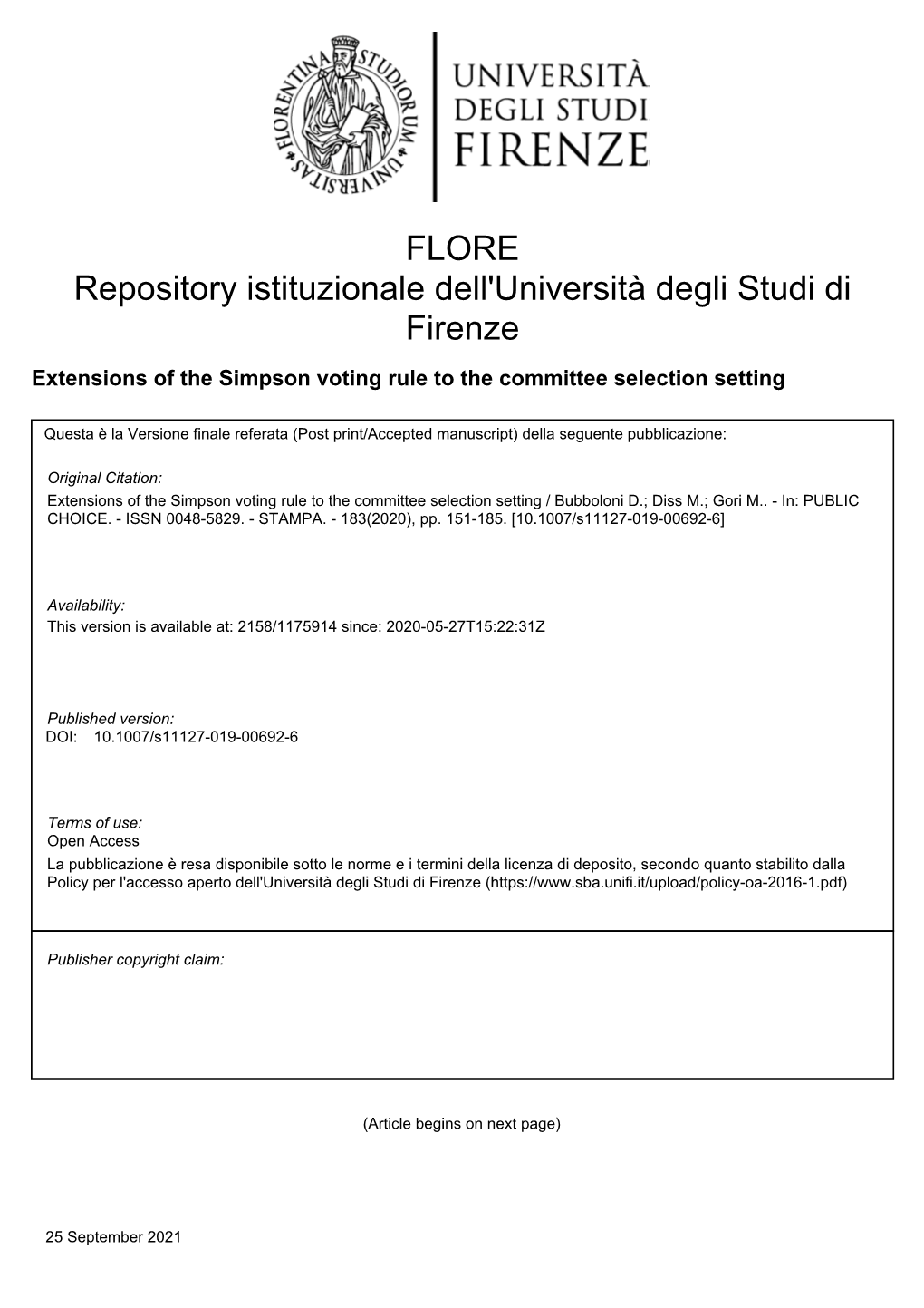 Extensions of the Simpson Voting Rule to the Committee Selection Setting