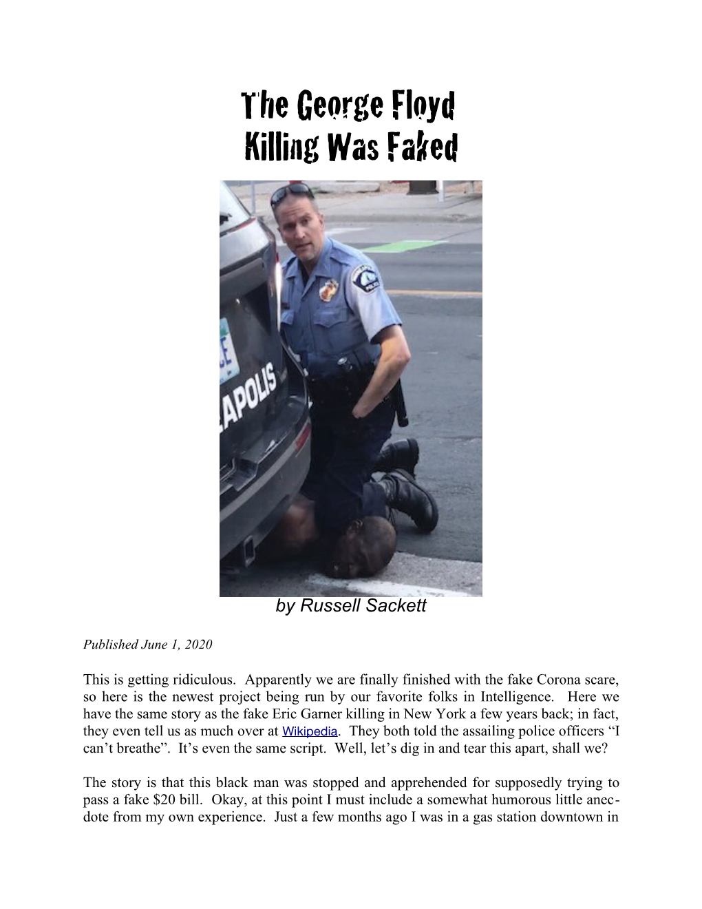 The George Floyd Killing Was Faked