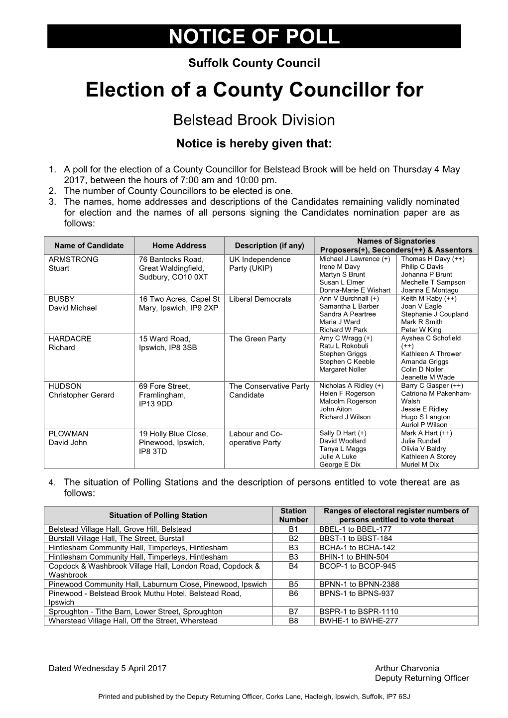 Notice of Poll Babergh