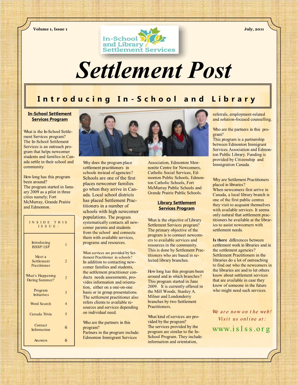 Settlement Post, Vol. 1 Issue 1