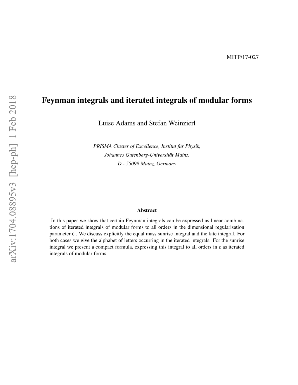 Feynman Integrals and Iterated Integrals of Modular Forms