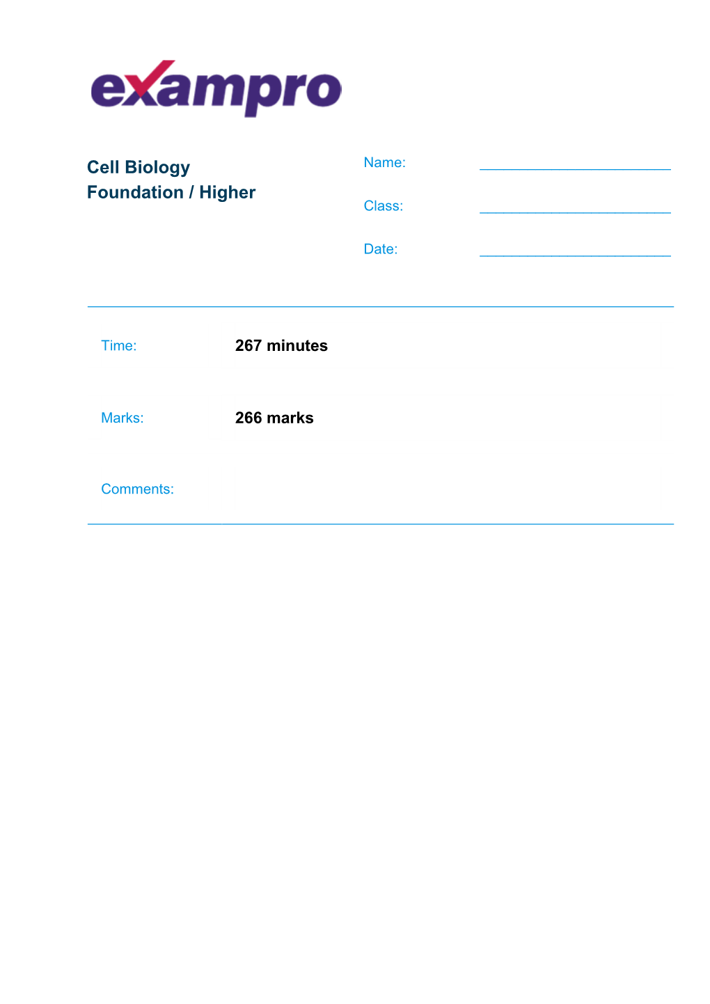 Cell Biology Foundation / Higher