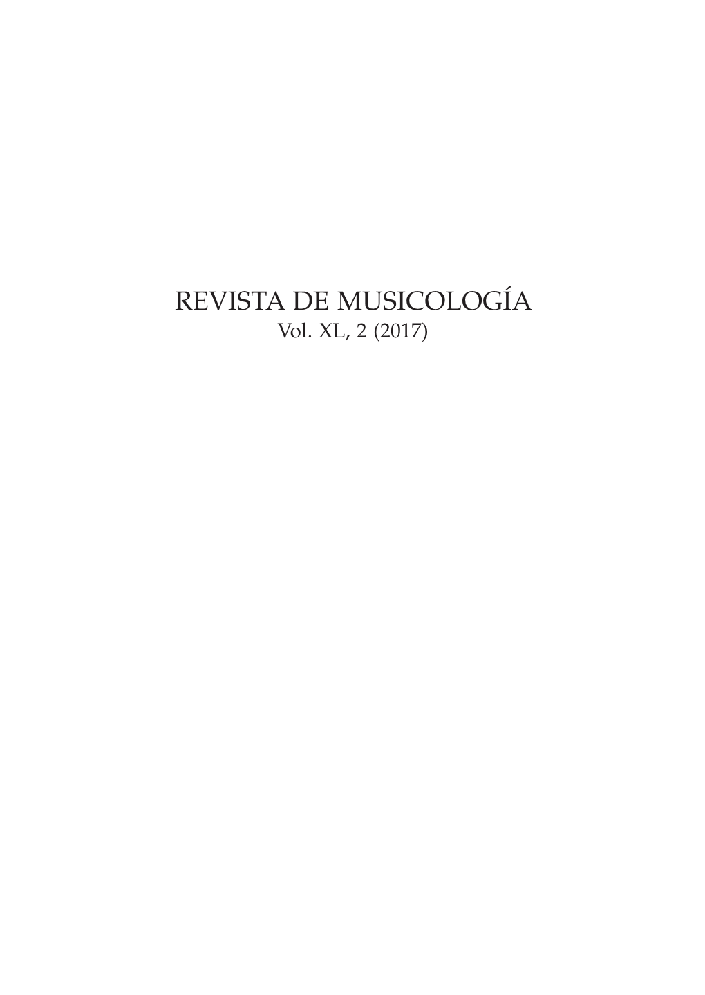 REVISTA DE MUSICOLOGÍA Vol