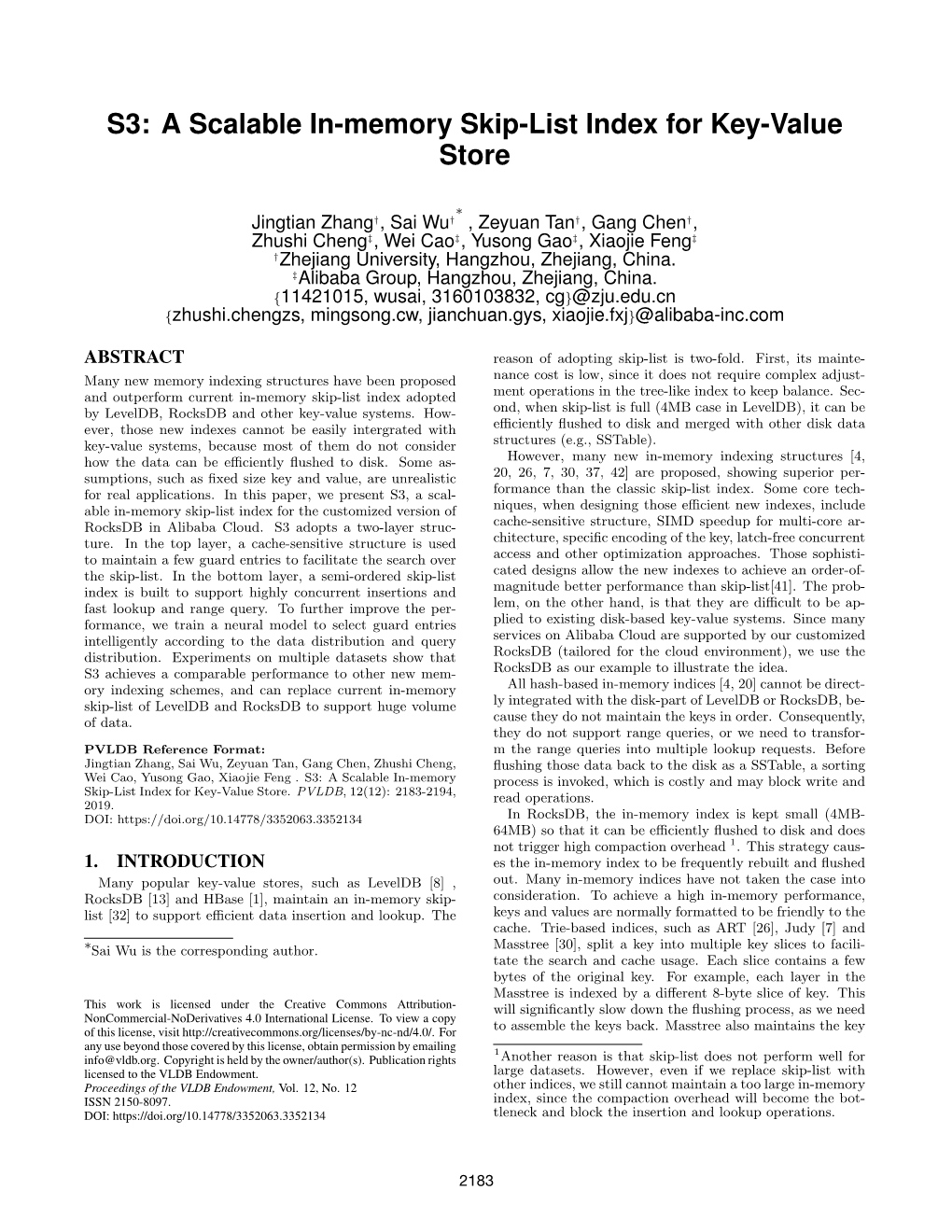 A Scalable In-Memory Skip-List Index for Key-Value Store