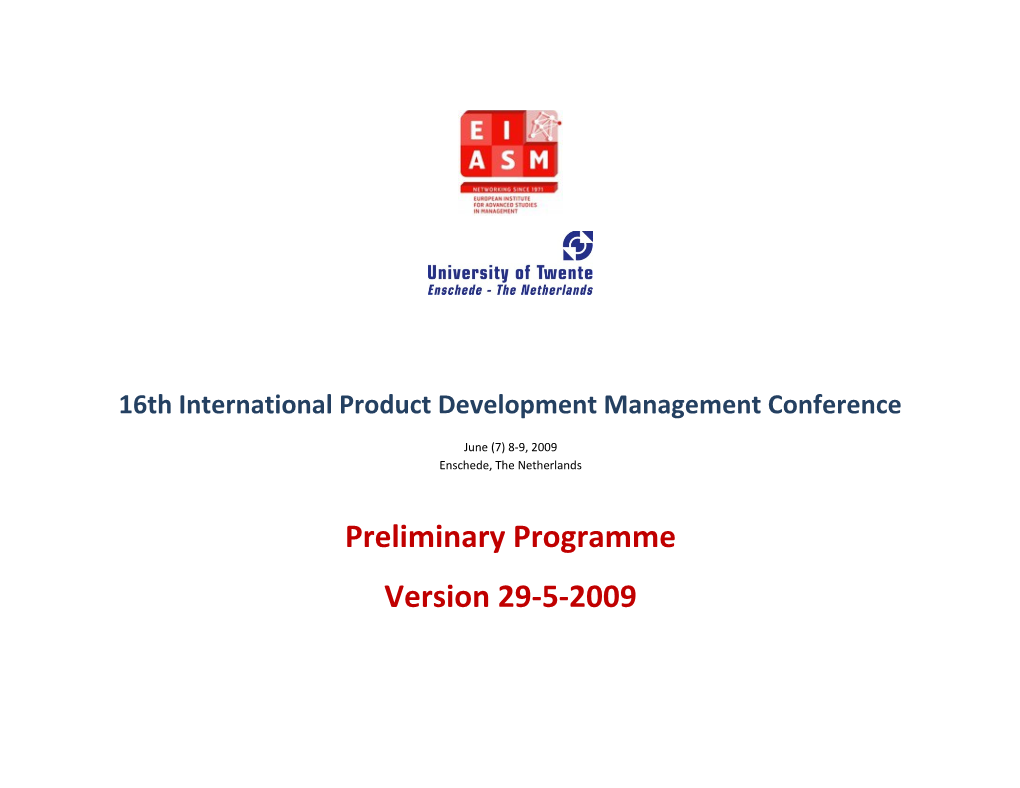 16Th International Product Development Management Conference