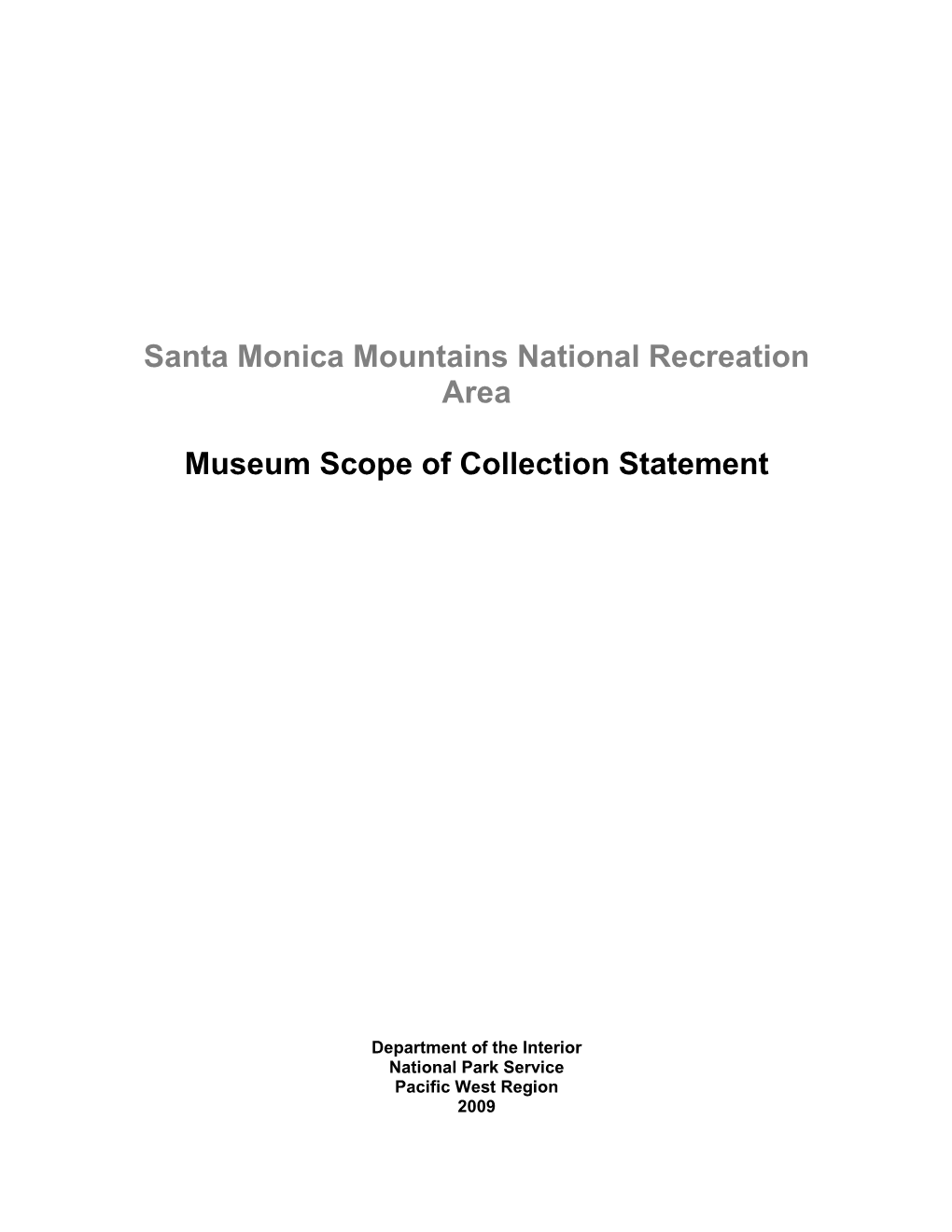 Museum Scope of Collection Statement, 2009