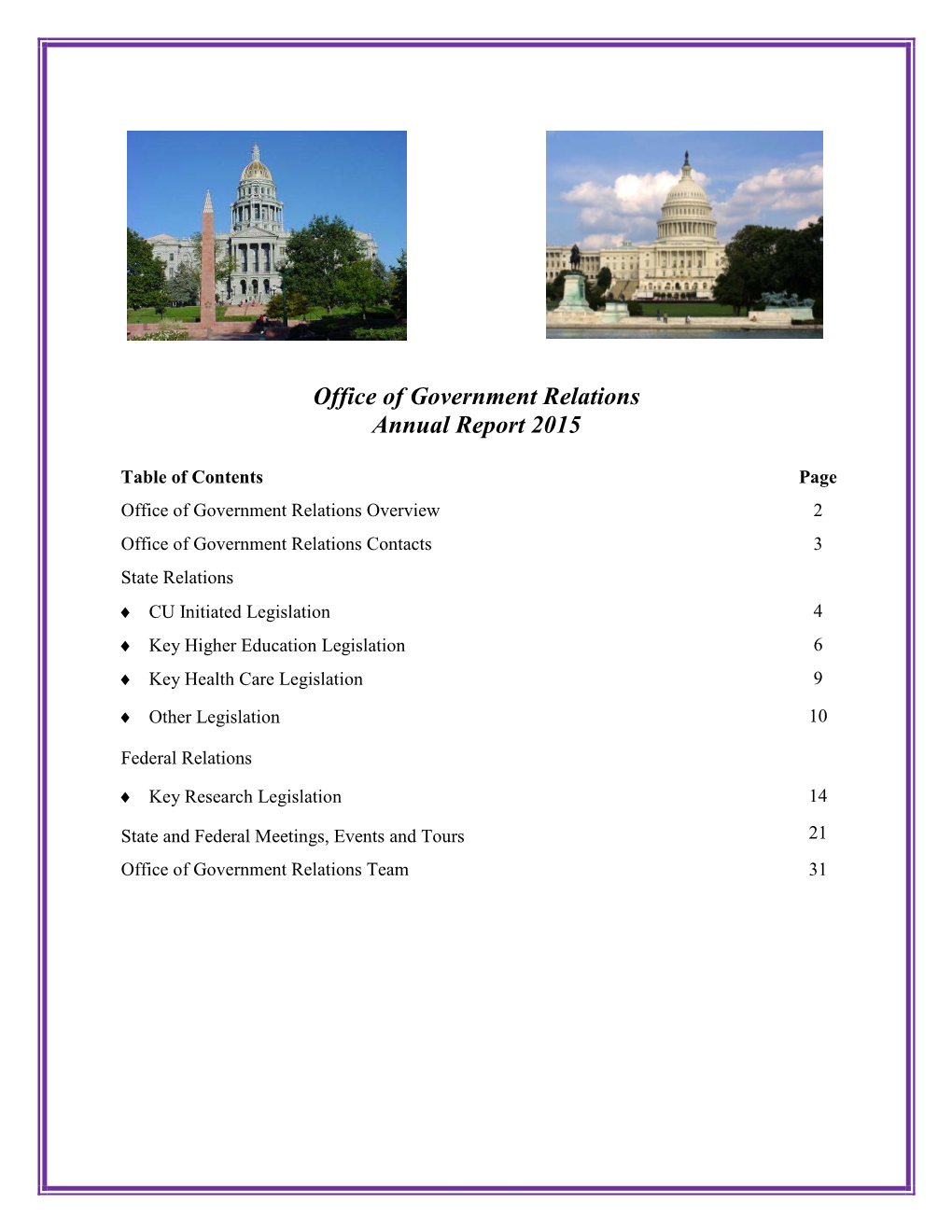 Office of Government Relations Annual Report 2015