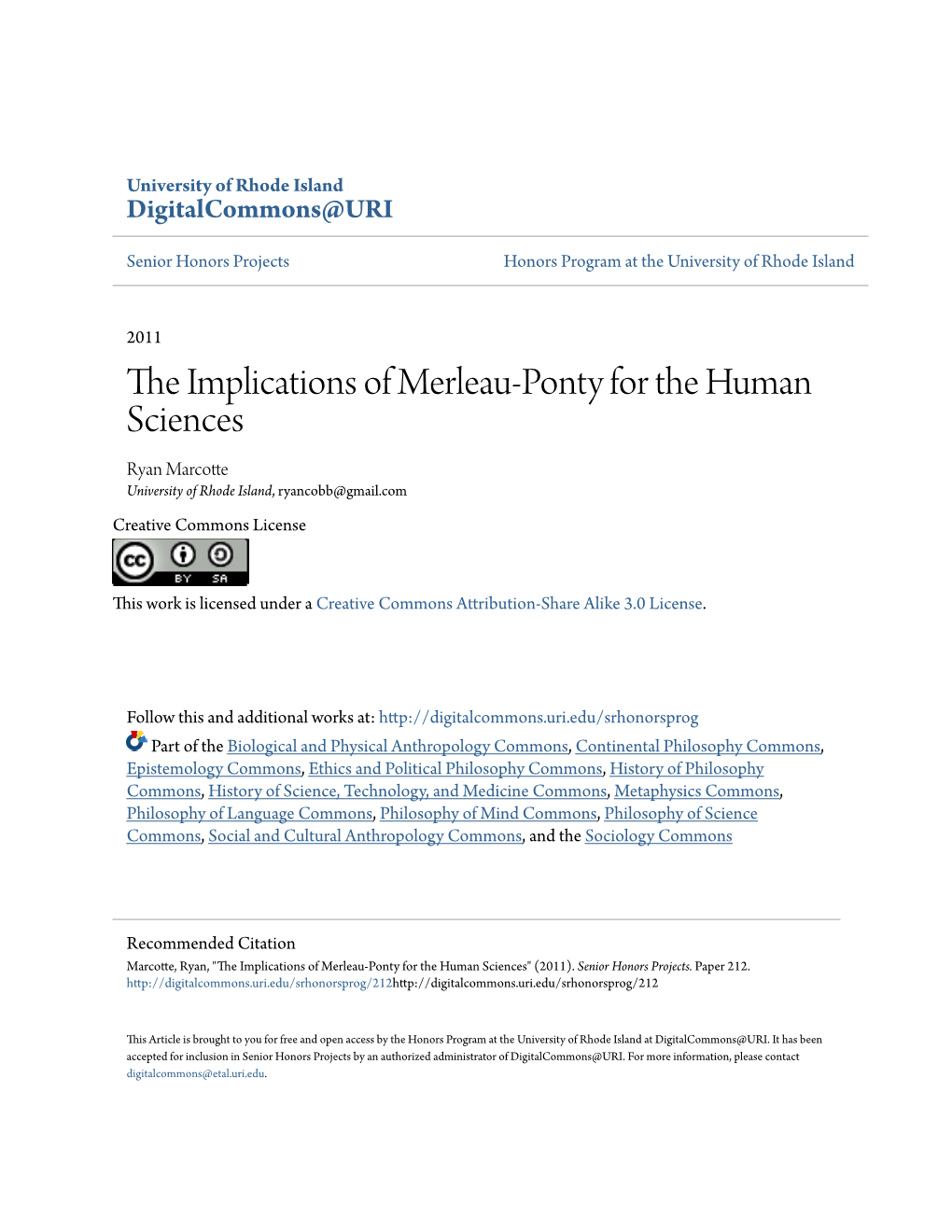 The Implications of Merleau-Ponty for the Human Sciences