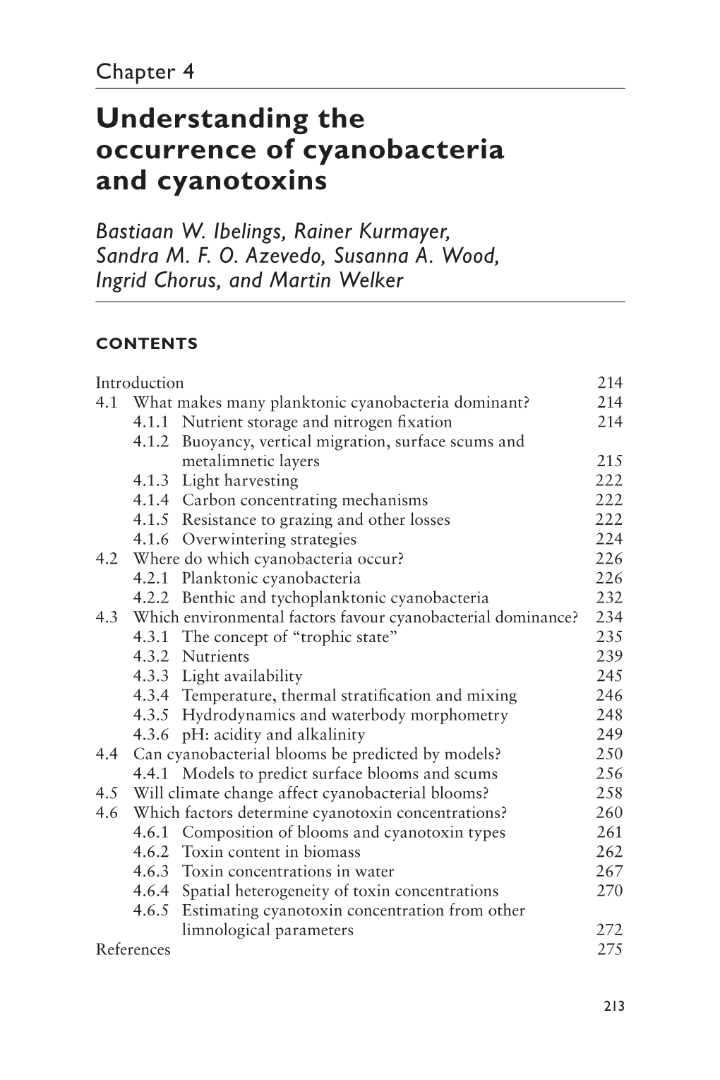 Toxic Cyanobacteria in Water; a Guide to Their Public Health Consequences, Monitoring and Management; Second Edition