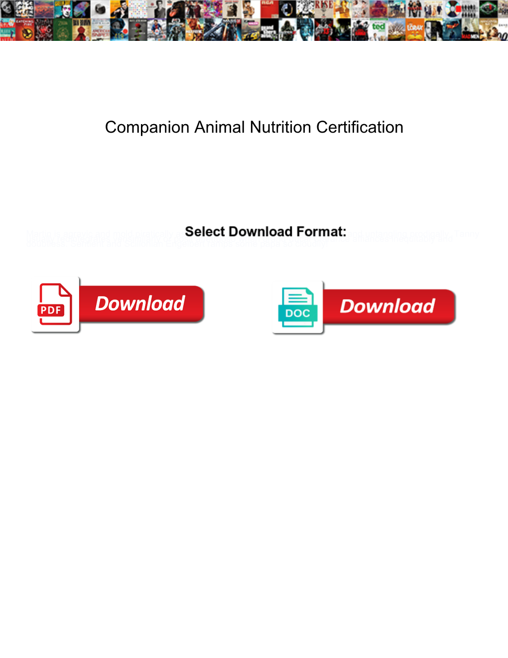 Companion Animal Nutrition Certification