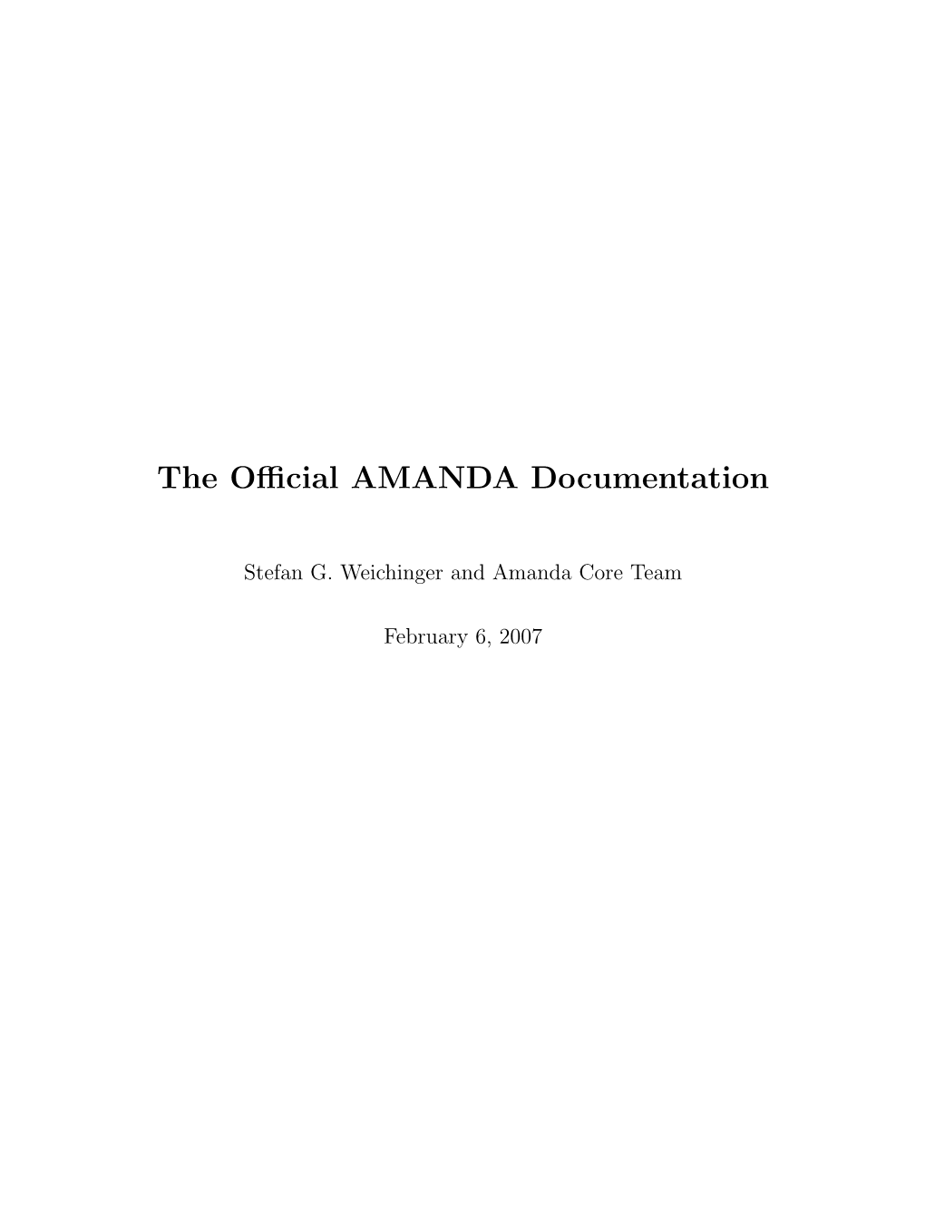 The Official AMANDA Documentation