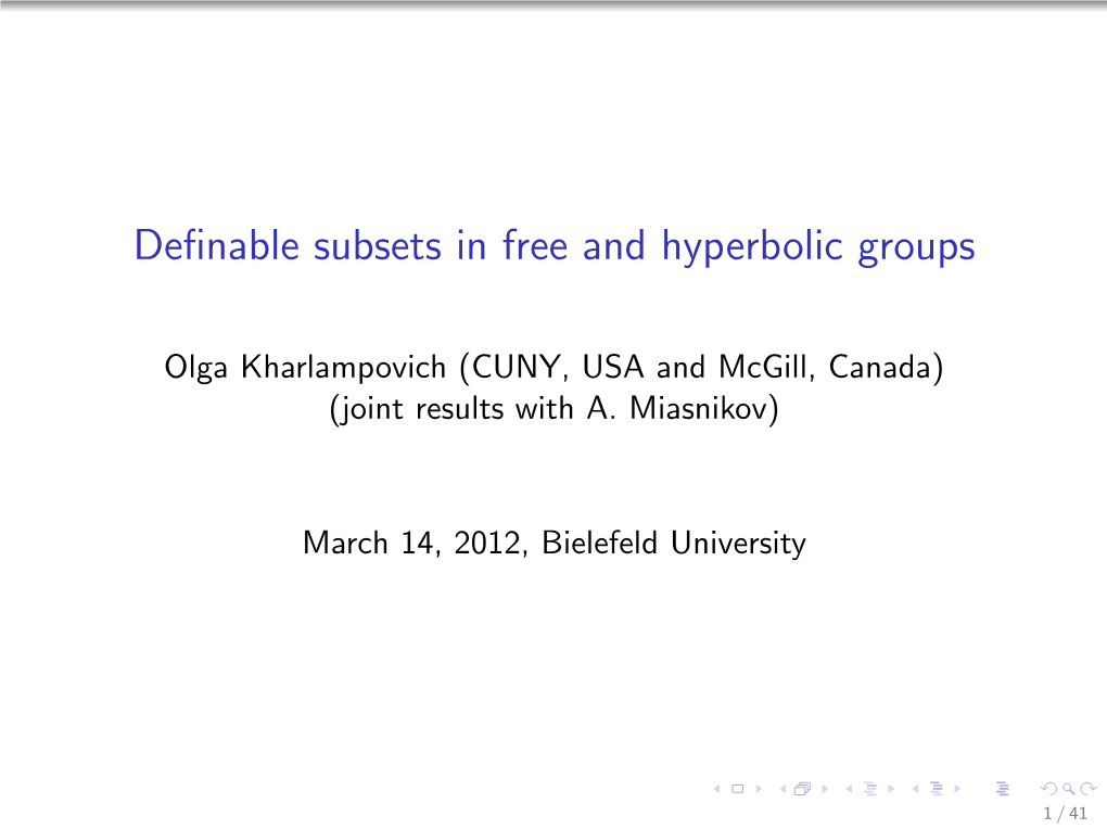 Definable Subsets in a Free Group