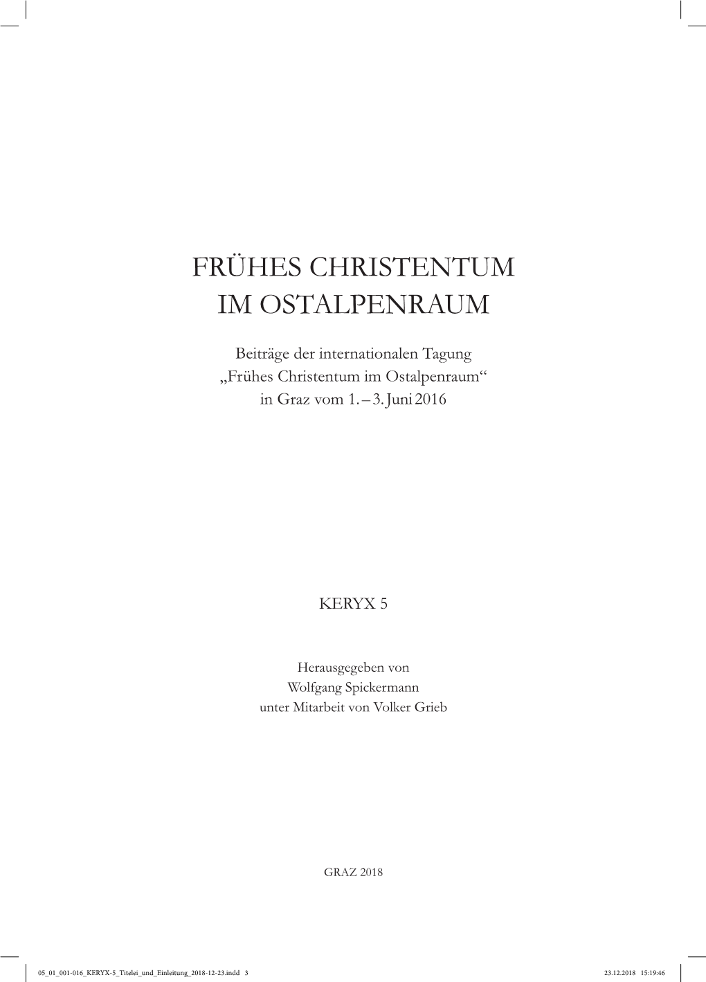 Frühes Christentum Im Ostalpenraum