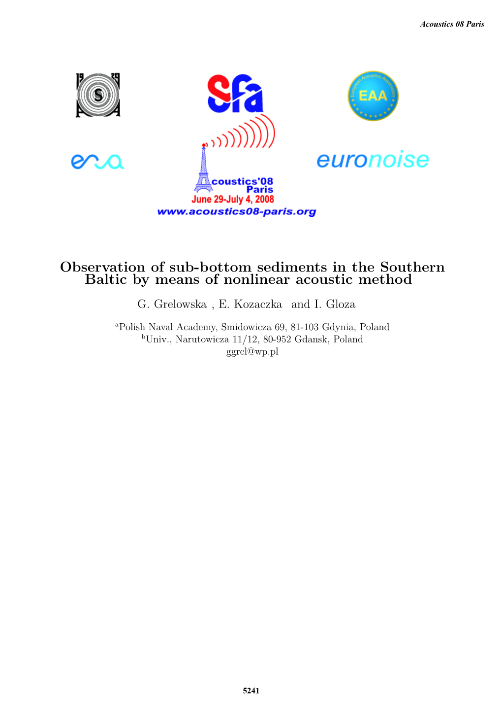 Observation of Sub-Bottom Sediments in the Southern Baltic by Means of Nonlinear Acoustic Method G