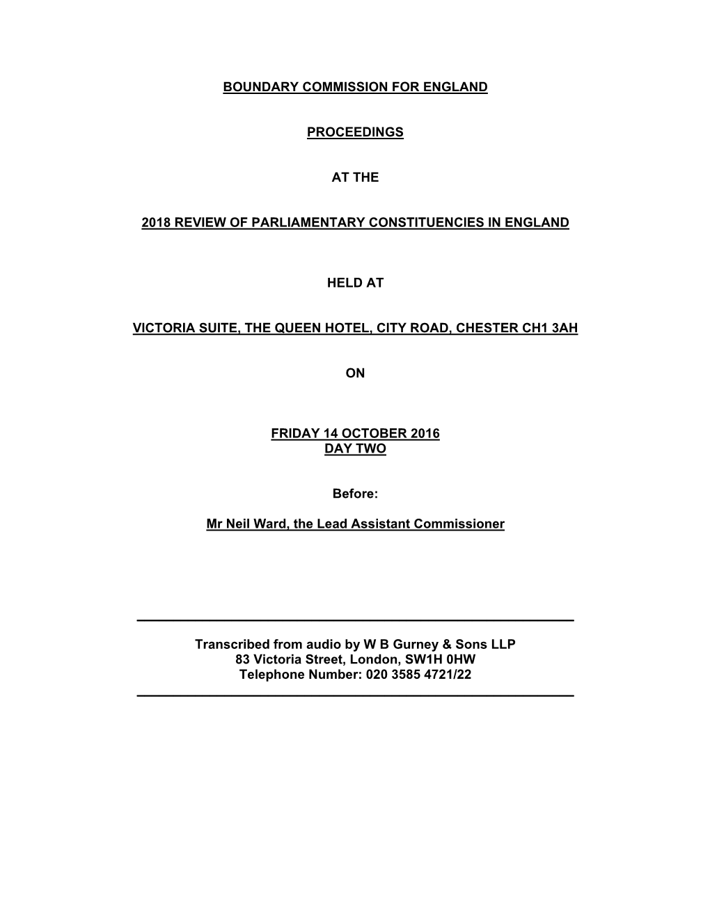 Boundary Commission for England Proceedings At