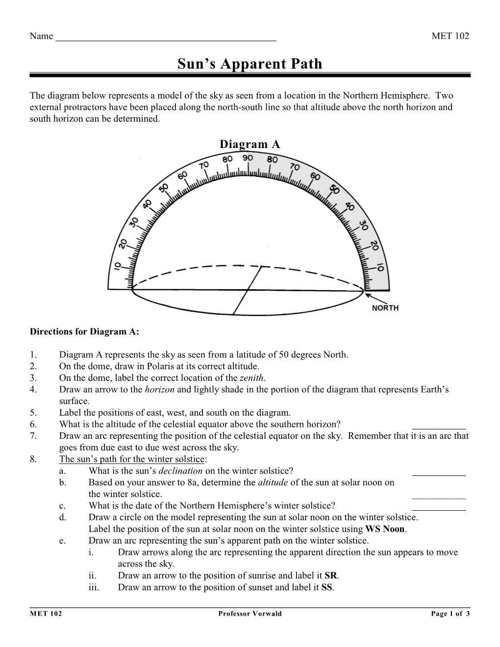 Sun's Apparent Path