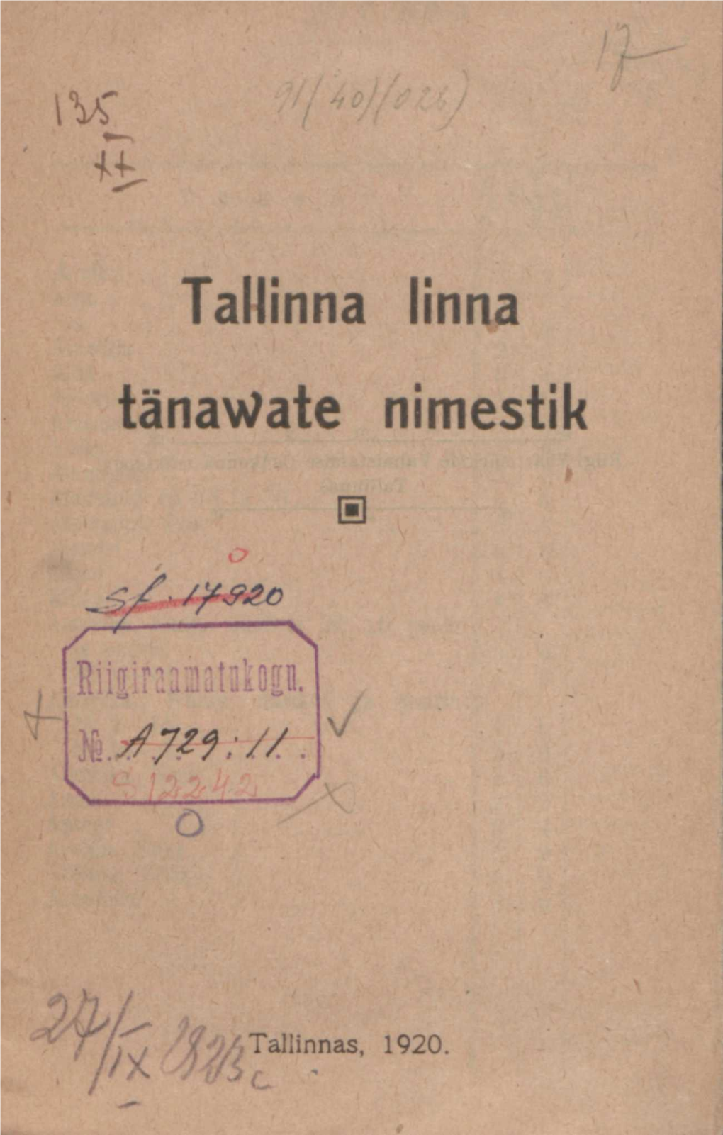 Tallinna Linna Tänawate Nimestik