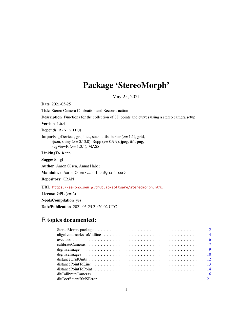 Package 'Stereomorph'