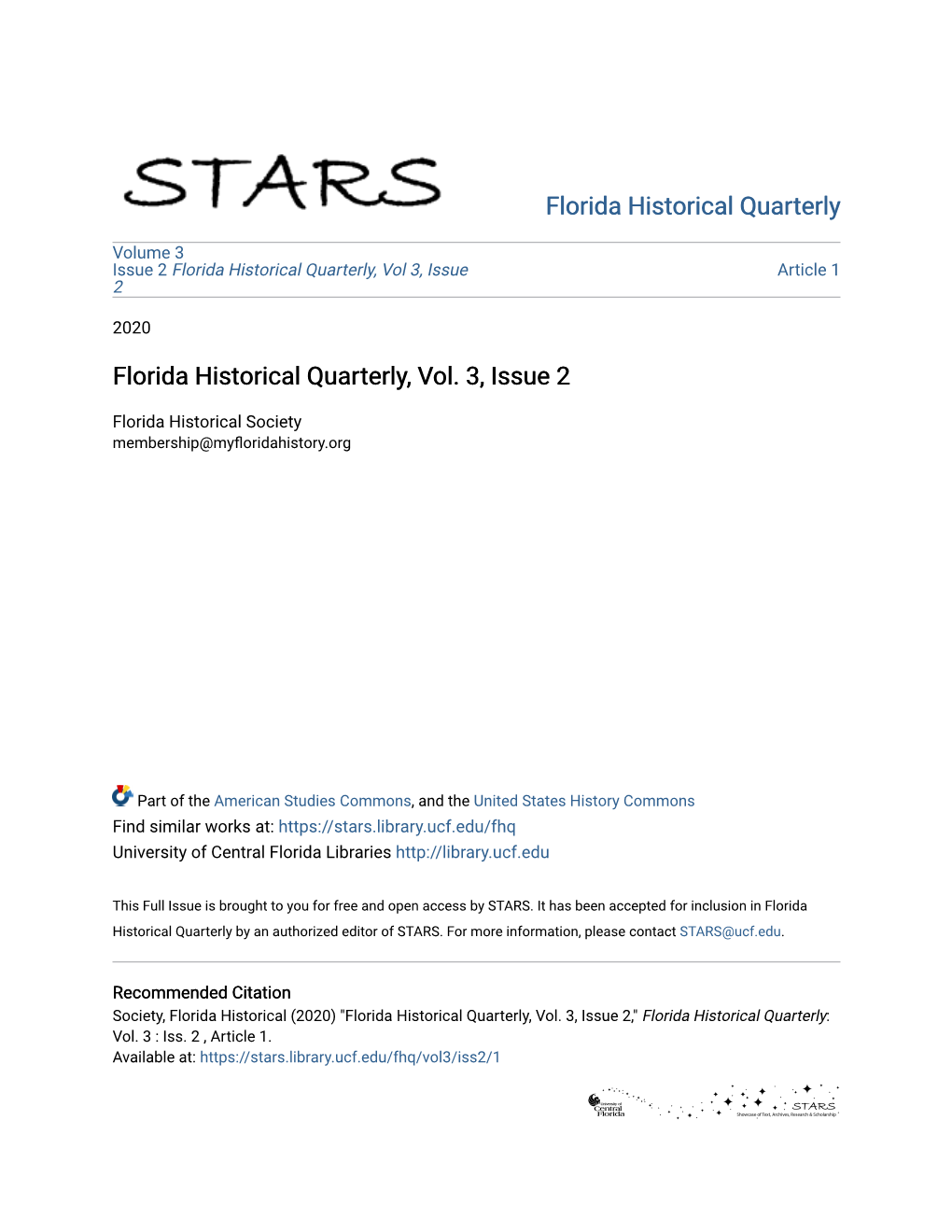 Florida Historical Quarterly, Vol. 3, Issue 2