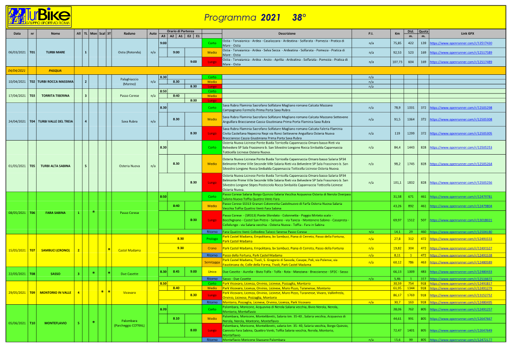 Programma 2021 38°