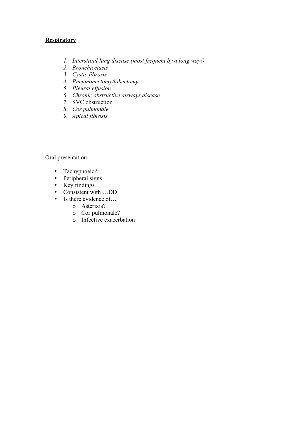 Fitz Respiratory PACES Notes