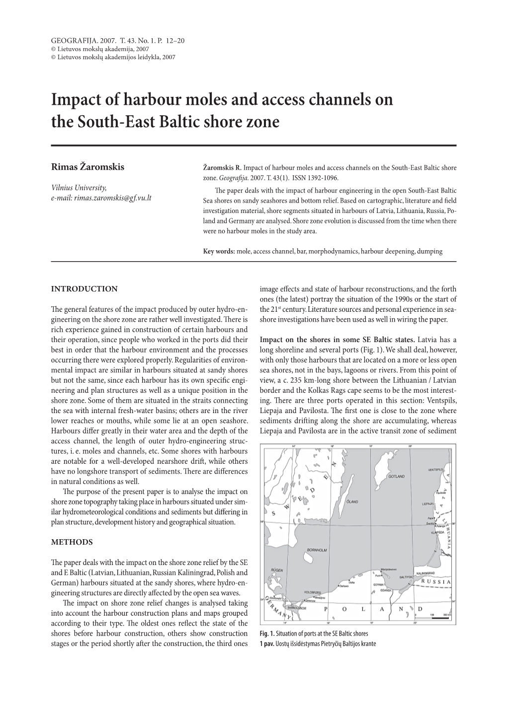 Impact of Harbour Moles and Access Channels on the South-East Baltic Shore Zone