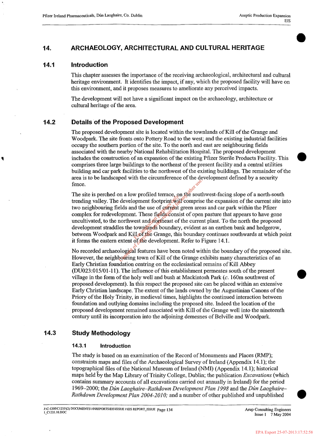 Of the Proposed Development 14.3 Study Method