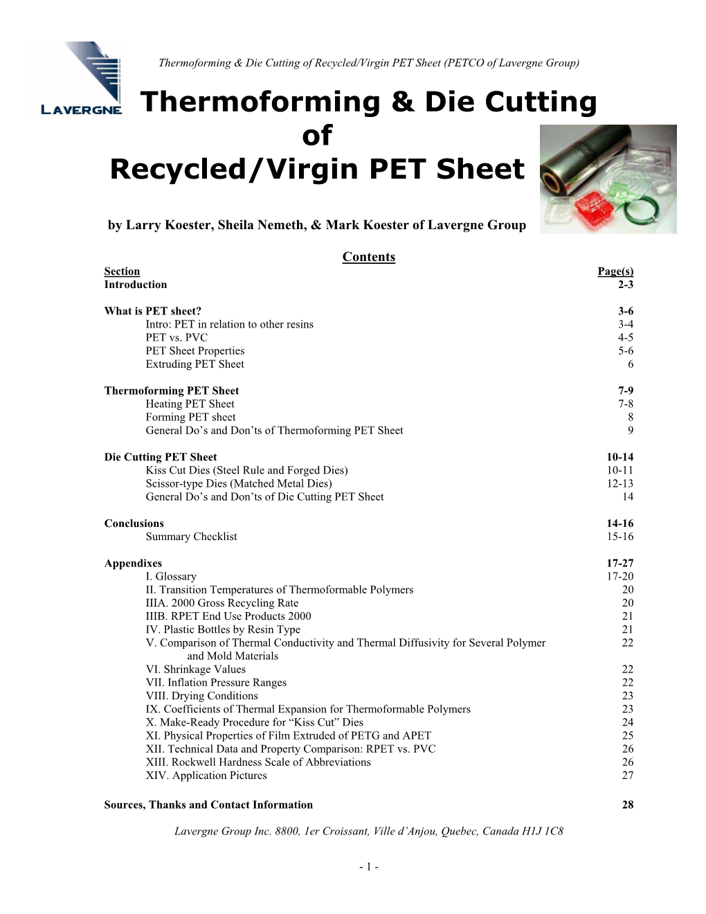 Thermoforming & Die Cutting of Recycled/Virgin PET Sheet