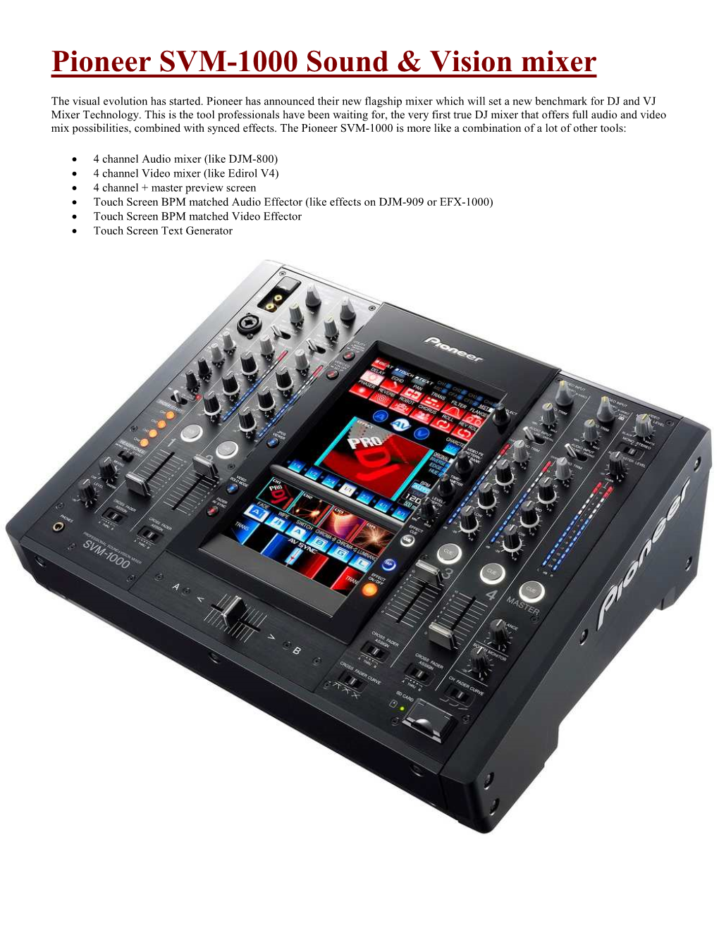 Pioneer SVM-1000 Sound & Vision Mixer